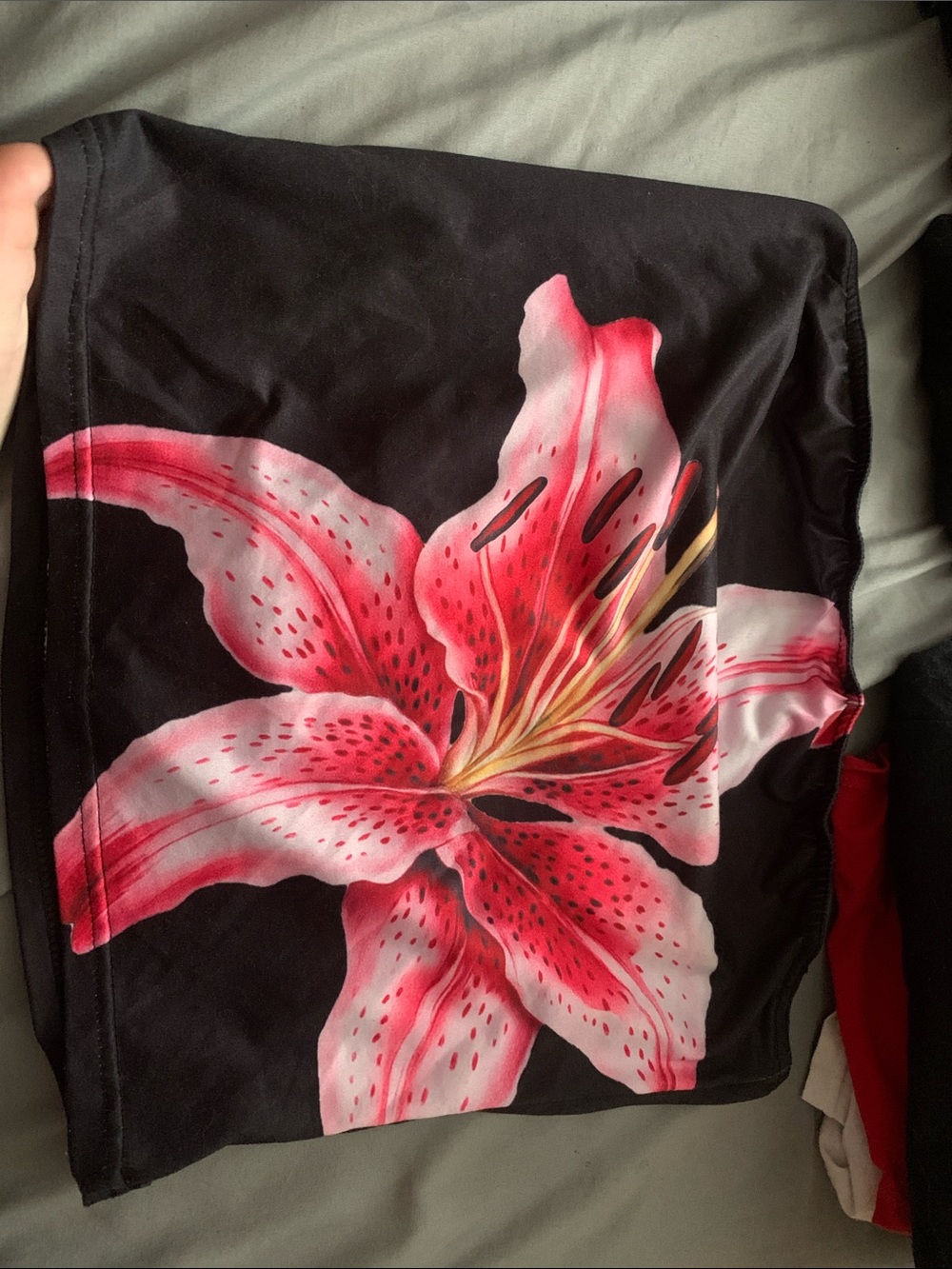 Black Skirt with Pink Floral Print - Women's Skirt